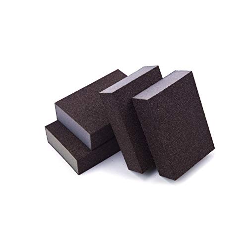 Medium (180 Grit) Manual Sanding Sponge Sheet Kitchen Knives Scissors Rust Removal Polishing Grinding Abrasive Sponge Block 4-Inch, 4-Pack