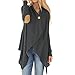Produktbild Herbst Winter Langärmel Strickjacke Damen, DoraMe Frauen Patchwork Unregelmäßigen Jacke Knopf offener Outwear-Mantel (Grau, M)
