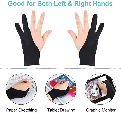 Image of ARTISTERY Anti-fouling Two-Finger Lycra Glove for Enhanced Drawing Experience on Pen Tablets and Displays, Sleek Black Design, One Size Fits All - Perfect for Right and Left-Handed Artists