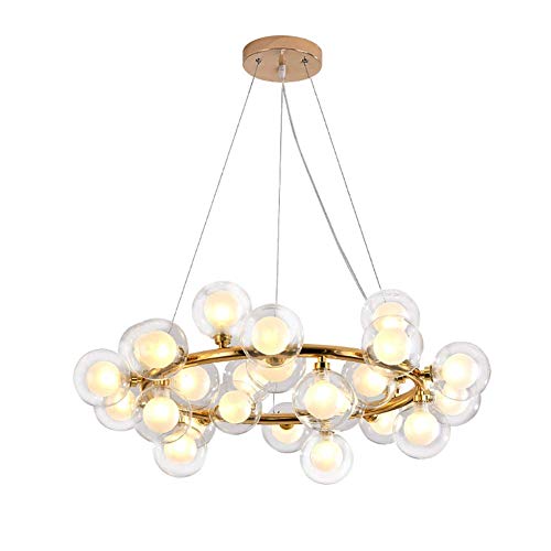 Spoutnik lustre 25 lumières métal doré, luminaire suspendu salle à manger