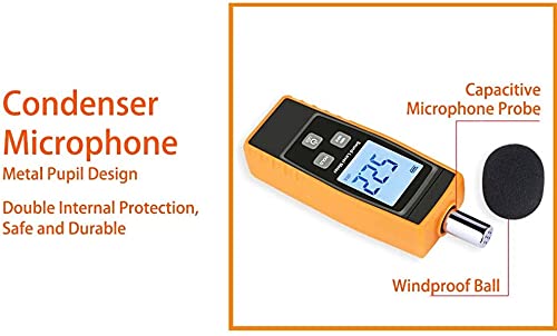 Decibel Meter Decibel Meter- Sound Pressure Level Reader Handheld Digital Measure Messbereich 30-130 DB(A) Accuracy 1,5 dB Auflösung: 0,1 dB MAXData Hold Function