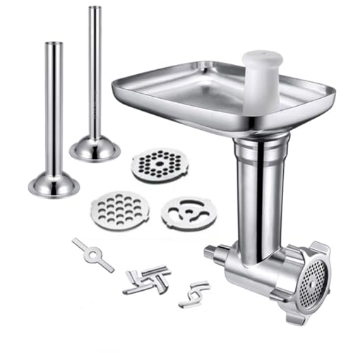 jklymm Molinillos de carne de acero inoxidable para cocina, accesorio para batidora de pie con tubo de llenado de salchichas, accesorio perfecto para picadora de carne para batidora