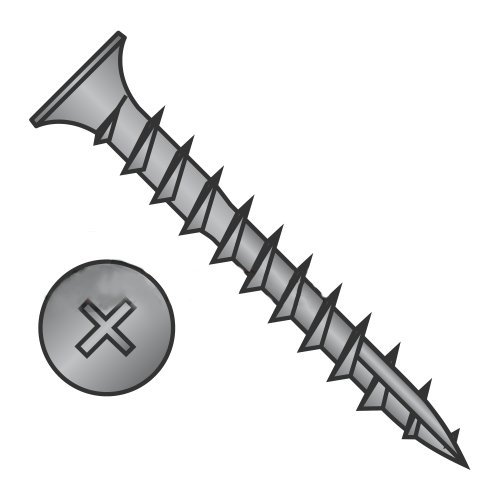 5 x 5/8" Deep Thread Wood Screws/Phillips/Flat Head/Steel/Black Oxide