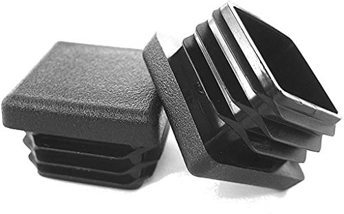 Image of Prescott Plastics 1 inch (25.4mm) Outer Diameter Ribbed Plastic Hole Plugs, Square Black Metal Tubing End Caps, Strong Furniture Leg Inserts, Impact & Weather Resistant, Made in the USA - 50 Pack