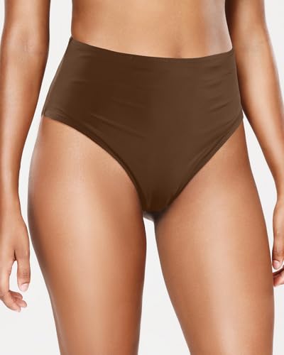 Image of Tempt Me Womens High Cut High Waisted Bikini Bottoms Tummy Control Bathing Suit Bottoms Swim Bottom Swimsuit Bottom