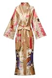 MissNina Women's Silky Kimono Robes Plus Size Long Satin Bathrobes Silk Robes Japanese Loungewear