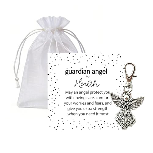 Image of Guardian Angel Pendant Silver - Guardian Angel for Health: Illness Strength - Gifts For Women and Men, Spiritual Gifts For Birthday, Christmas, Partner, Mum, Dad- Travel Protection Charm & Keychain