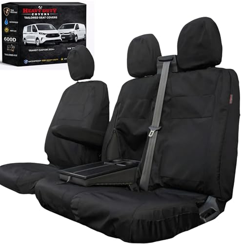 Heavy Duty Seat Covers to fit the 2024+ Ford Transit Custom & VW T7 Transporter. Waterproof. Tailored Fit. Easy to fit. Front 3 Seat Set. (2024 Onwards)