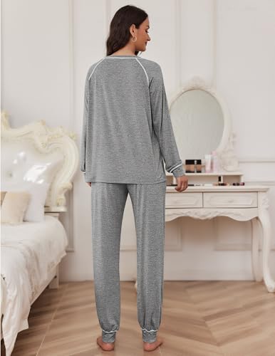 Image of Ekouaer Pajamas Set for Women Soft Comfy Pjs Sets Long Sleeve Sleepwear Loungewear S-XXL