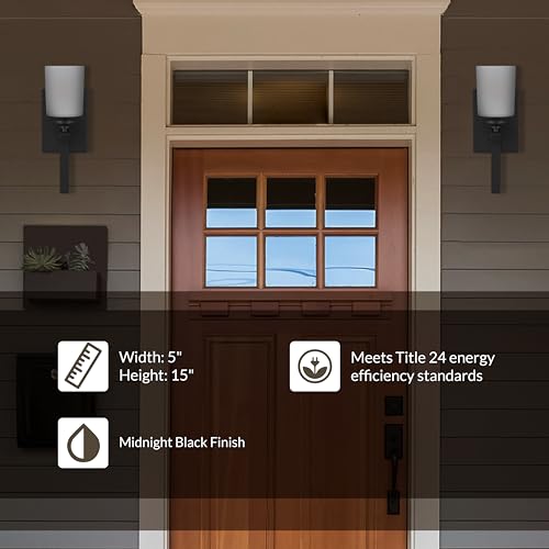 Image of Generation Lighting 1-Light Kemal Traditional Bath Fixture Wall Lamp Midnight Black 4130701-112, Bathroom Light Fixture for Home Decor, Wall Sconce Vanity Light Fixture and Bathroom Accessory