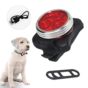 MZFANG - Collar de perro luminoso LED, colgante luminoso para perro, lámpara intermitente, luz de gato, collar de luz de seguridad, impermeable, 4 modos de parpadeo, USB, recargable, color rojo