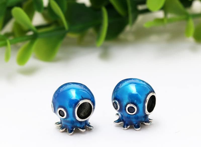 Ocean Bubbles & Waves Octopus Charm 925 Sterling Silver Pendant,Jewelry Beads Gifts for Women Bracelet&Necklace A0100 - Image 4