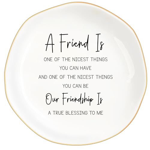 Bestie Gifts for Women Friendship Jewelry Dish Trinket Tray Gifts for Friends Female Friend Gifts for Women Birthday BFF Soul Sister Work Bestie Gifts for Thanksgiving Gifts (White-Friend7)