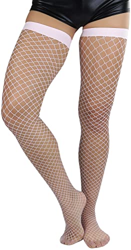 Image of ToBeInStyle Women's Vibrant Large Net Fishnet Thigh High Elastic Nylon Novelty Stockings