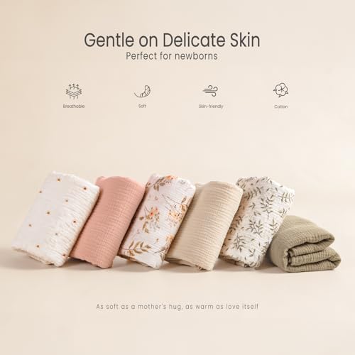 Image of lulumoon Muslin Swaddle Blankets for Baby: 100% Cotton Receiving Blankets