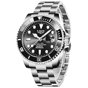 Montre homme LIGE, montre-bracelet à quartz analogique, acier inoxydable, étanche à 3 ATM (30 m), aiguilles lumineuses, affichage de la date, classique, élégante, décontractée