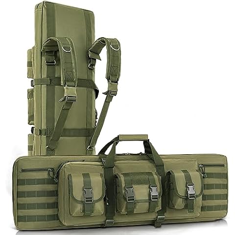 DULCE DOM Rifle Bag, Soft Double Rifle Case for Storage and Transportation, Portable Long Gun Case Carrying Backpack with Molle for Shooting Range Hunting Outdoors, 36/42/48 Inch (Green, 48"x 12") Cover