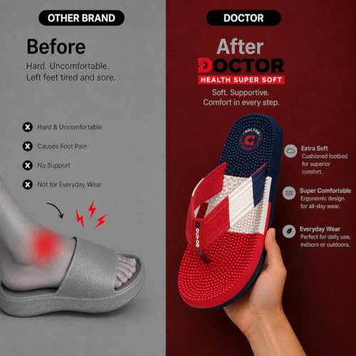 Image of DOCTOR HEALTH SUPER SOFT Men's & Boys Anti-Skid Flip Flops with Acupressure Massage Footbed | Lightweight | Soft | Doctor-Recommended Slipper for Pain Relief | All Day Wear Acupressure Doctor Slipper