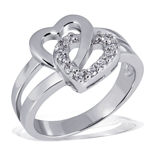Preisvergleich Produktbild Goldmaid Damen-Ring zwei Herzen 925 Sterlingsilber 10 Zirkonia