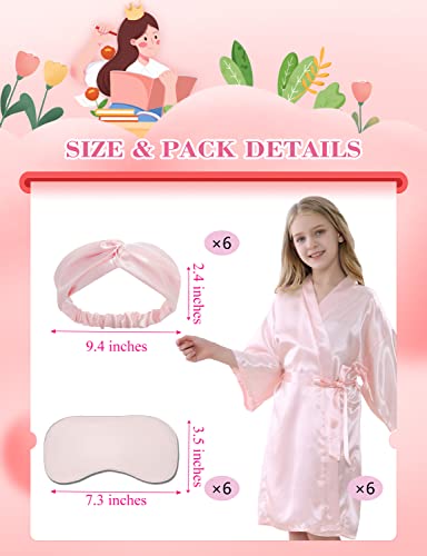 EPLAZA 6 Pack Girl Birthday Squad Spa Party Robes with Eye Masks Headband for Slumber Wedding Bridal Flower girl4