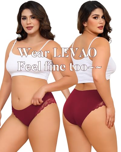 LEVAO Cotton Underwear for Women Lace Cheeky Ladies Brief Stretch Hipster Bikini Panties 6 Pack S-XXL2