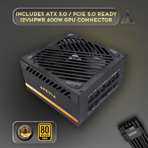 Image of Apevia ATX-GX1200W Galaxy 1200W Fully Modular 80+ Gold Certified, ATX 3.0 & PCIE 5.0 Ready Active PFC ATX Gaming Power Supply, Includes Gen 5 12VHPWR Connector