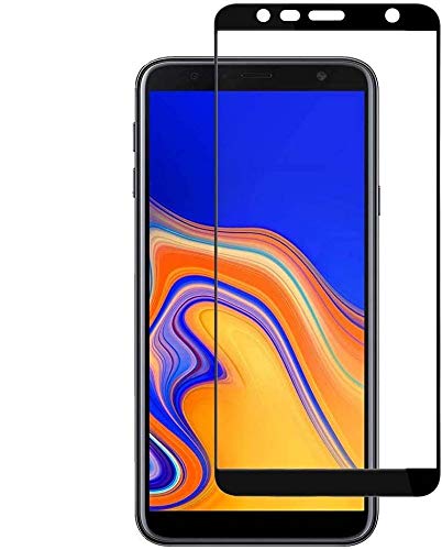 REY - Protector de Pantalla Curvo para Samsung Galaxy J4 Plus 2018 / J6 Plus 2018 / J4 Core, Negro, Cristal Vidrio Templado Premium, 3D / 4D / 5D