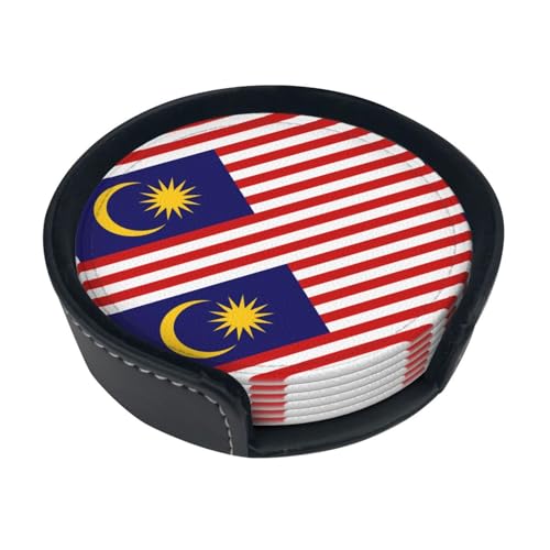 Lot de 6 sous-verres de style classique avec motif drapeau de la Malaisie - Convient pour les types de tasses