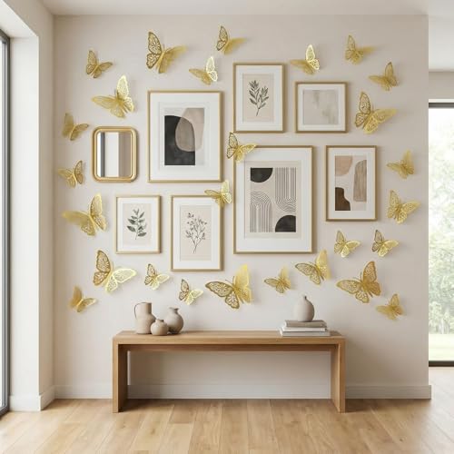 Adhesivos Decorativos de Mariposas 3D Plata x12 miniatura 7