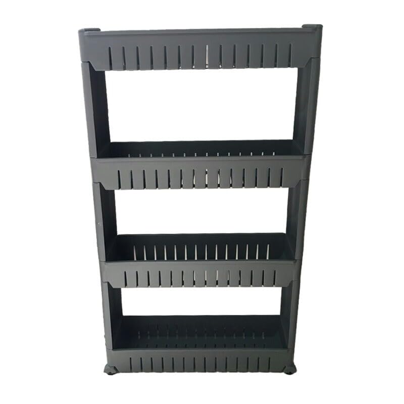 HYGRAD BUILT TO SURVIVE Slim Slide Out Kitchen Trolley, Storage Shelf, Moving Wall Cabinets Tower Holder Rack on Wheels, Rolling Storage Unit Cart for Kitchen, Bathroom, Laundry (Grey, 4 Tier)