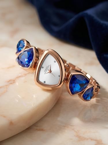 Image of French Connection Asymra Sunray Silver Dial with Crystal Bracelet Analog Watch for Women - FCN0205URGM