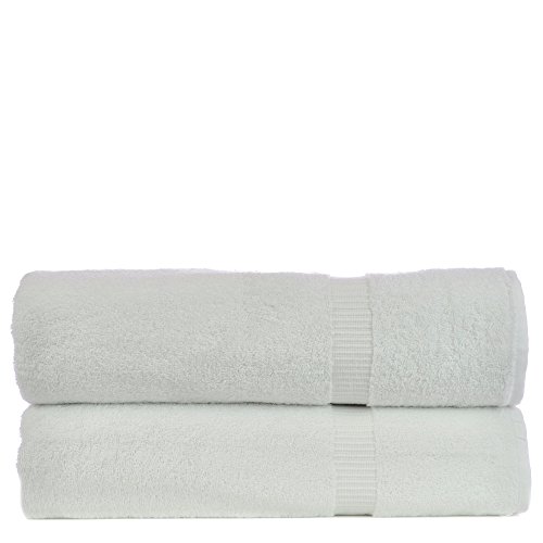 Image of Bare Cotton Luxury Hotel & Spa Towel 100% Genuine Turkish Bath Sheets Dobby Border, White, Set of 2
