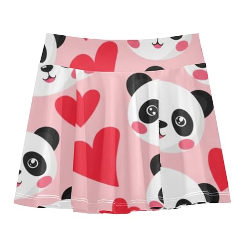 Girls' Shorts Athletic Skorts Cute Panda Red Hearts Tennis Skirts Toddler Summer School Skirt 3t - Main Image