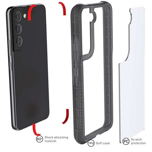 Image of Ghostek COVERT Shock-Absorbent S22 Clear Case Premium Thin Protective Phone Cover Slim Lightweight Design Wireless Charging Compatible Shockproof Designed for 2022 Samsung Galaxy S22 5G (6.1 inch) (Smoke)