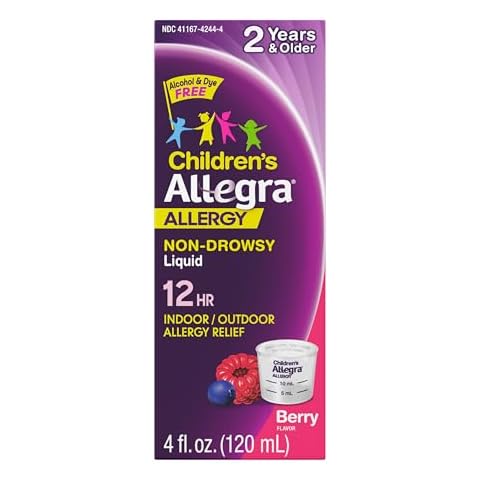 Allegra Children's 12HR Allergy Relief Non-drowsy Antihistamine Liquid, Berry Flavor, Alcohol-Free & Dye-Free, Fexofenadine HCl, 4 oz. Cover