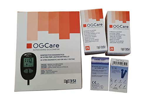 Kit OGCare glicemia: Glucometro, 60 strisce, 50 lancette