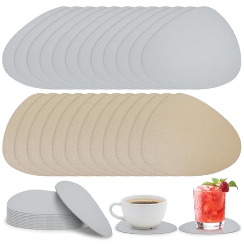 12 Sets Faux Leather Coasters for Drinks, Handmade Dual Sided Drink Coasters for Tabletop Protection, Non-Slip Washable Coasters for Tea Cup Living Room Office Desk Decoration(Grey and Brown)