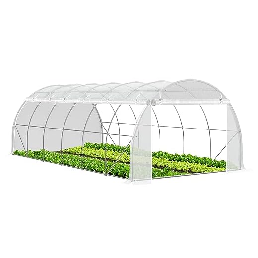 WELLGRO Mini Gewächshaus für 24 Pflanzen - ca. 27x19x10 cm (LxBxH) je Zimmergewächshaus, grün/transparent, Kunststoff/Zellulose - Menge wählbar, Stückzahl:2 Stück 15 VOUNOT® Gewächshaus Foliengewächshaus, Seitenwände Aufrollbar Winterfest, Tomatenhaus Folientunnel, 6x3x2m 18m², Weiß