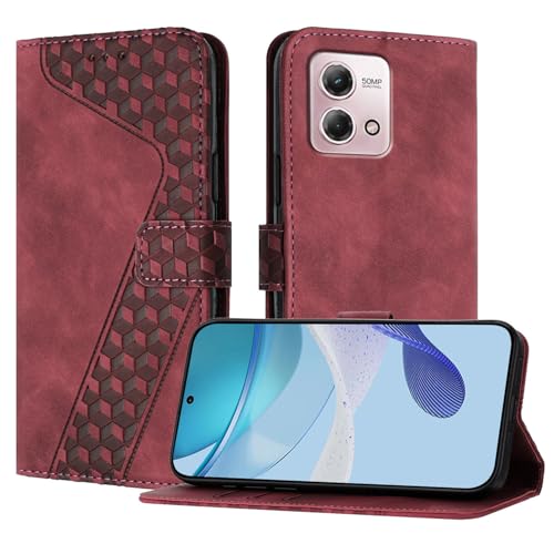 OKZone Funda para Motorola Moto G Stylus 4G 2023, PU Cuero Flip Carcasa Fundas Móvil de Tapa Libro Caso Piel PU Billetera Case Telefono Cubrir Móvil Cover con Cáscara de TPU(Rojo)