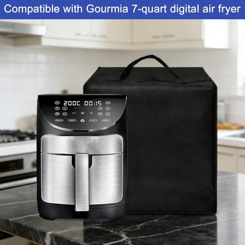 Image of Air Fryer Dust Cover for Gourmia GAF716 7Qt Digital Air Fryer,13.4 inchDx10.6 inchWx13.8 inchH, Reusable 600D Nylon w /12m Aluminum Foil, Heavy Duty Appliance Cover, Heat Resistant, Waterproof, Dustproof