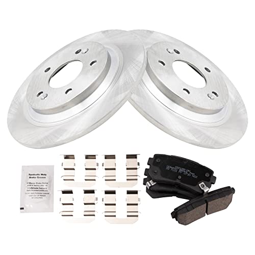 Image of TRQ Rear Brake Pad and Rotor Set Ceramic Solid Rotors