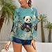 Cute Panda Bear Womens Raglan Shirt Long Sleeve Sweatshirts Round Neck Sweater Pullover Casual Tops