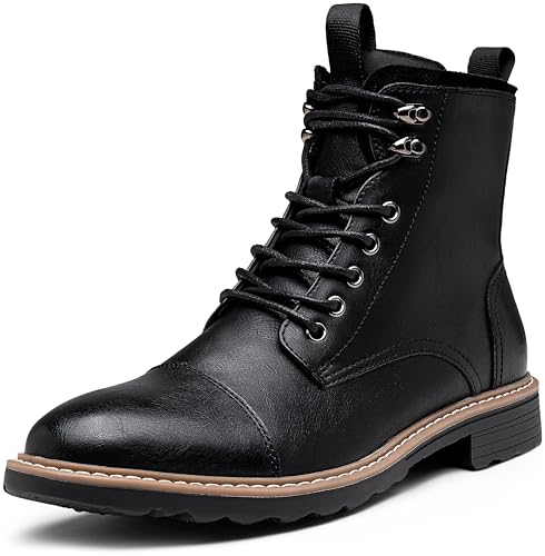 Image of Vostey Mens Motorcycle Boots With Side Zipper Dress Boot