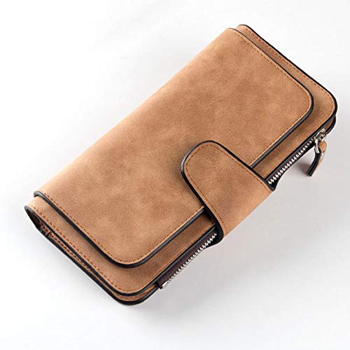 Womens wallet Women Leather Luxury Card Holder Clutch Casual Wallets Zipper Pocket Hasp Ladies Female Purse (Brown)
