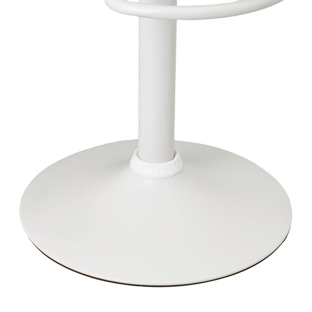Taburete alto de cocina regulable en altura blanco con respaldo bajo | Asiento redondo y respaldo bajo acolchados y tapizados en polipiel. Altura ajustable de 72 a 92 cm. Resiste hasta 120 kg
