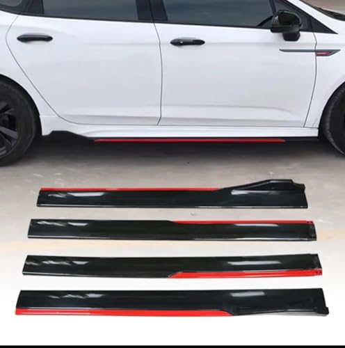 Image of 4PC Black-RED 240CM Side Splitter Gloss Body Line ABS Car Side Skirt Splitters Lip Winglet Body KIT Universal Splitter Auto Accessories