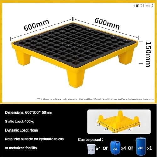 Modulare Auffangwanne mit herausnehmbarem Gitter chemikalienbeständig für Ölfässer Labor Industrie Lagerung Transport auslaufsicher robust leicht zu reinigen(1 60x60x15cm)