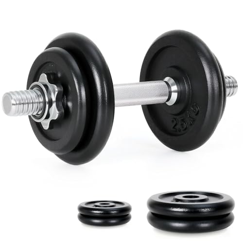NOVONOVA Mancuernas Ajustables, Barra Pesas Ajustables 10kg, Juego de Mancuerna para gimnasio en casa, Dumbbell Set de hierro fundido, Barra De Pesas Kit Negro