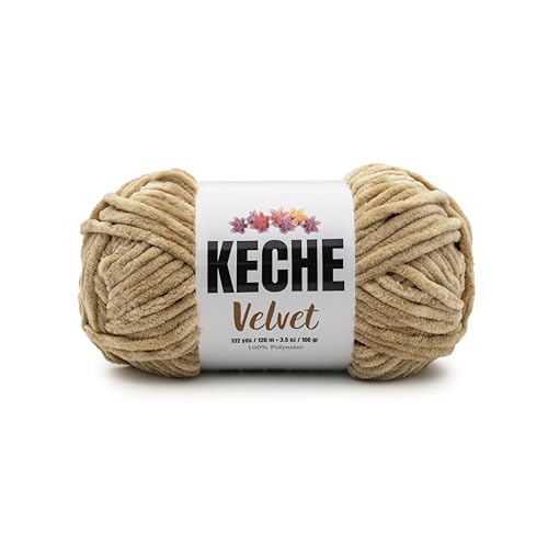 Image of Keche Velvet Yarn for Crocheting, Soft Chenille Bulky Baby Blanket Amigurumi Yarn 100 gr (132 yds) - Camel