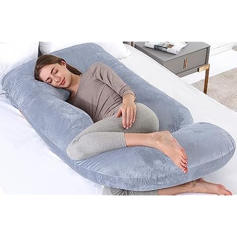 yoyomax Pregnancy Pillows, U Shaped Full Body Maternity Pillow Memory Foam Pregnancy Pillow with Removable Cover, 57 Inch Pregnancy Pillows for Sleeping, Washable, Removable Cover (Grey) Cover